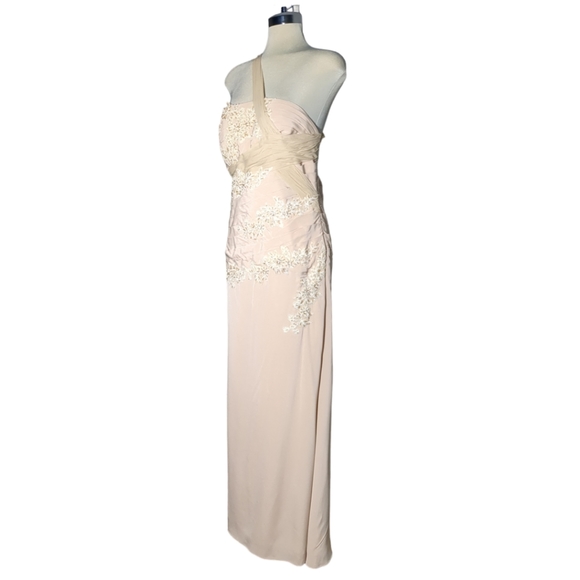 UNIQUE Couture Beige Embellished Two Pieces Formal Maxi Dress Size 16 - Picture 11 of 16